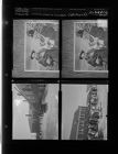 Two men with monkeys; Fire drill at city schools (4 Negatives (October 10, 1958) [Sleeve 27, Folder b, Box 16]